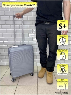 Чемодан Impreza Серебристый Косые линии S+ 1783 - фото 49026