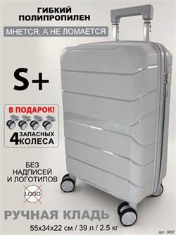 Чемодан BagBox24 Серебристый ISIS S+ (4 колеса в подарок) 3687+wheel - фото 92051