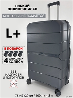 (дефект-скол) Чемодан BagBox24 Темно-Серый ISIS L+ (4 колеса в подарок) 3693+wheel_def - фото 92593