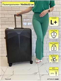Чемодан Mironpan Черный Крылья L+ 2440
