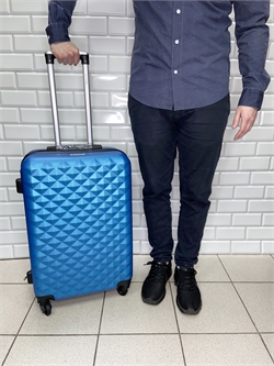 СКИДКА 17% (дефект вмятина на углу) Чемодан L'Case Светло-Синий Ромб М+ 413_def - фото 99440