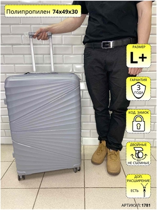 Чемодан Impreza Серебристый Косые линии L+ 1781