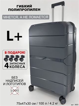 Чемодан BagBox24 Темно-Серый ISIS L+ (4 колеса в подарок) 3693+wheel